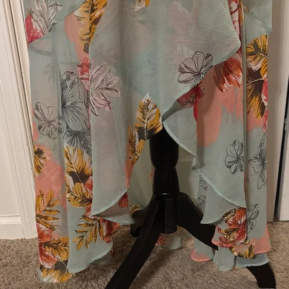 Express Floral Dress - Mint Green and Coral - Picture 6 of 8